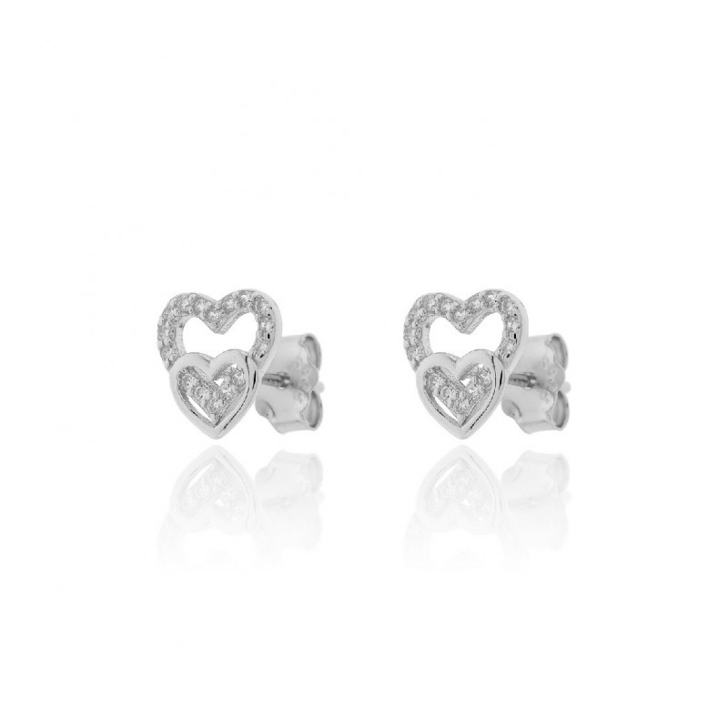 Pendientes-plata-doble-corazón-Enigma- Plata