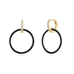 Pendientes-plata-esmalte-negro-Enigma-plata