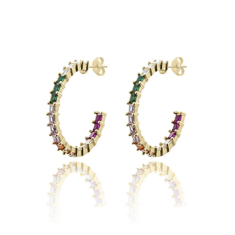 Pendientes-aros-plata-acabado-oro-circonitas-colores-Enigma-plata Pendientes-aros-plata-acabado-oro-circonitas-colores-Enigma-plata