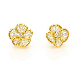 Pendientes-plata-acabado-oro-flor-Enigma-plata