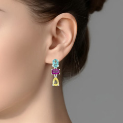 Pendiente-plata-circonitas-colores-imagen-modelo-Enigma-plata