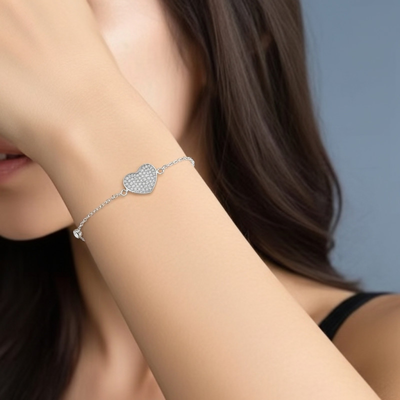 Pulsera-plata-corazón-imagen-modelo-Enigma-plata