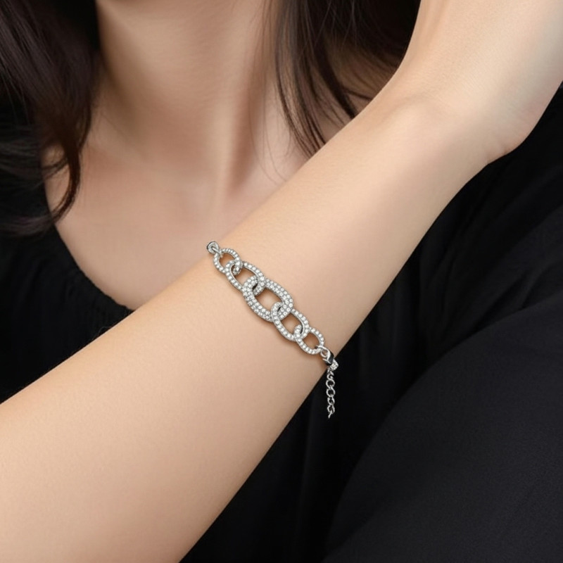 Pulsera-plata-eslabones-zirconio-imagen-modelo-Enigma-plata