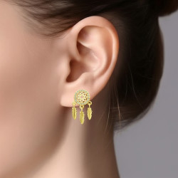 Pendientes-plata-acabado-oro-atrapa-sueños-imagen-modelo-Enigma-plata