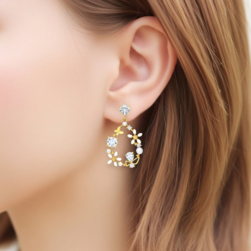 Pendientes-flores-imagen-modelo-Enigma-plata