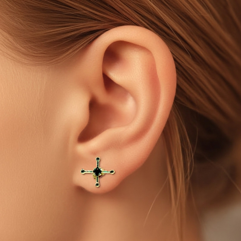 Pendientes-plata-acabado-oro-imagen-modelo-Enigma-plata